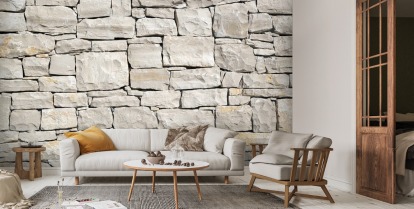 Stone Wall - White Wall Mural | Wallsauce CA