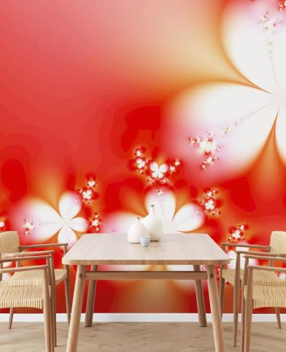 Floral White Flowers on Red Background Wallpaper Floral White Flowers on Red Background Wallpaper