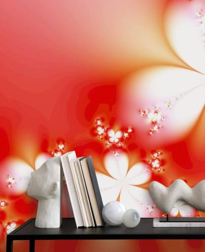 Floral White Flowers on Red Background Wallpaper Floral White Flowers on Red Background Wallpaper