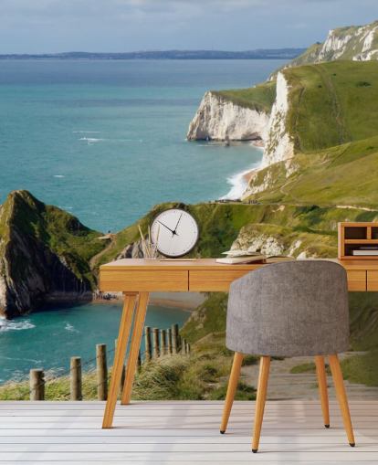 Dorset Hvide Klipper Kystnære Vægmaleri Dorset Hvide Klipper Kystnære Vægmaleri