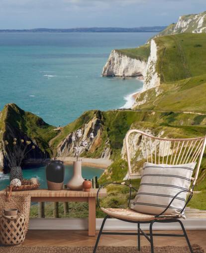Dorset vita klippor kustnära väggmålning