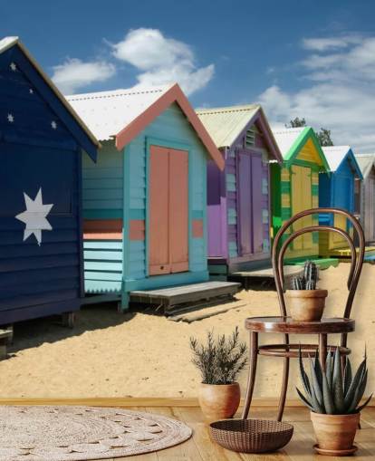 Papel de parede colorido Beach Hut
