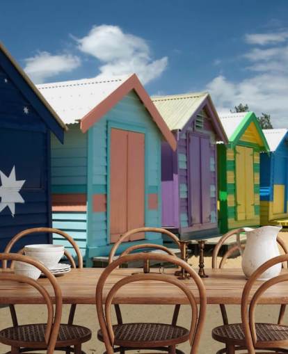 Colourful Beach Hut wallpaper