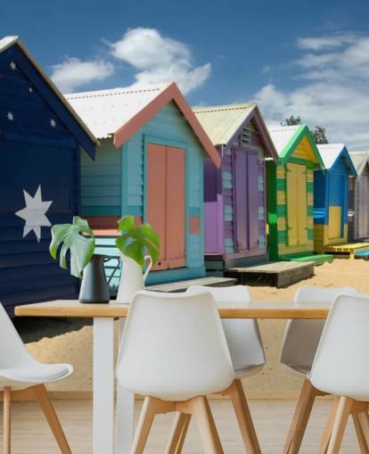 Colourful Beach Hut wallpaper