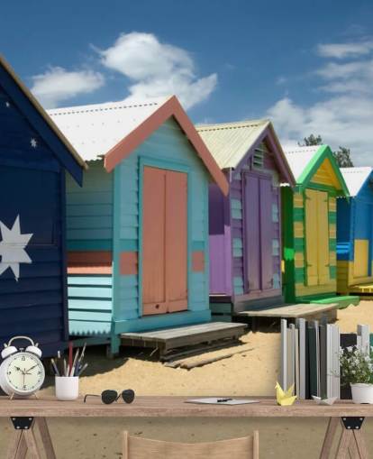 Colourful Beach Hut wallpaper Colourful Beach Hut wallpaper