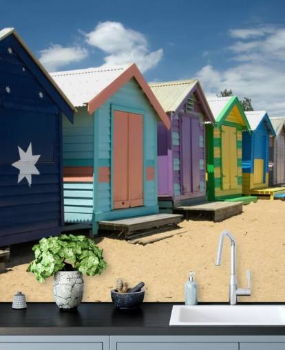 Colourful Beach Hut wallpaper