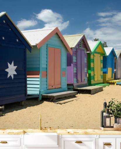 Colourful Beach Hut wallpaper