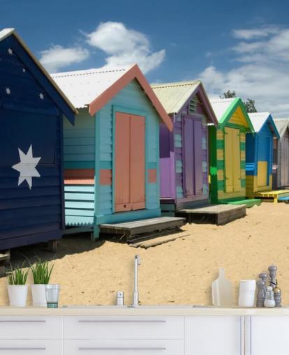 Colourful Beach Hut wallpaper