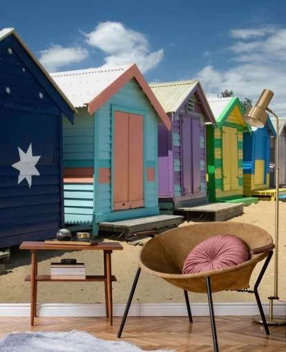 Colourful Beach Hut wallpaper