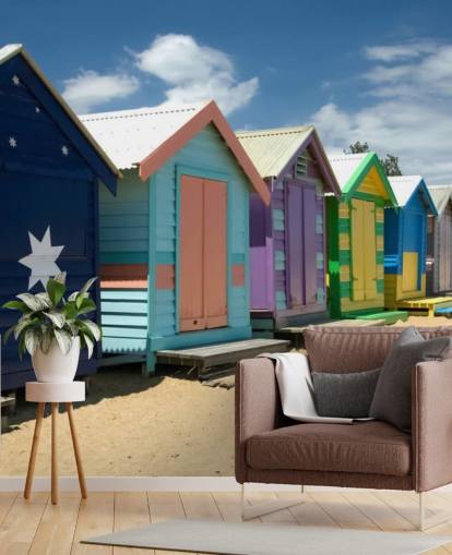 Farverige Beach Hut tapet