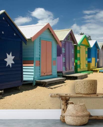 Papel de parede colorido Beach Hut Papel de parede colorido Beach Hut