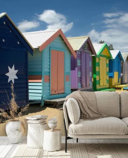 Farverige Beach Hut tapet