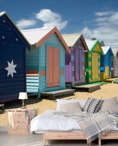Colourful Beach Hut wallpaper