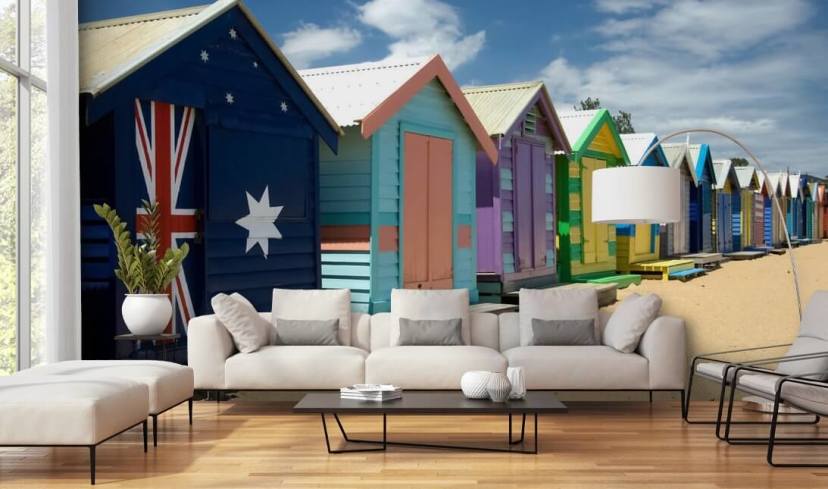 Colourful Beach Hut wallpaper