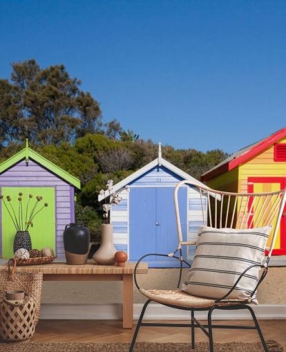 kleurrijke strandhutten behang kleurrijke strandhutten behang