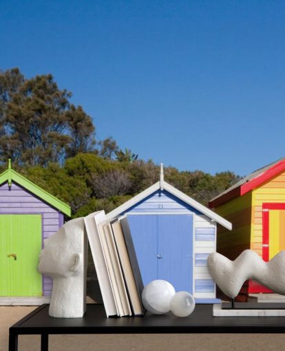 colourful beach huts wallpaper