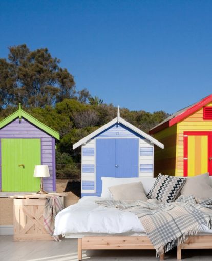 papel de parede colorido cabanas de praia