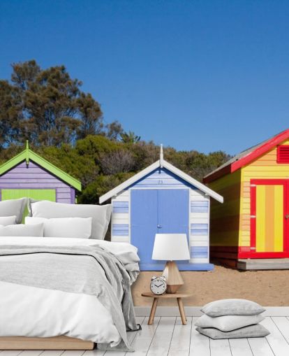 kleurrijke strandhutten behang kleurrijke strandhutten behang
