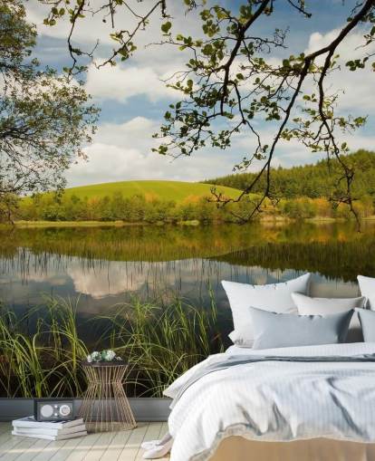 Lake in Lush Countryside Mural