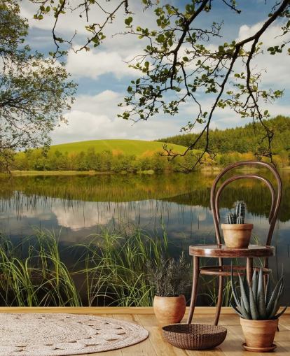 Lake in Lush Countryside Mural