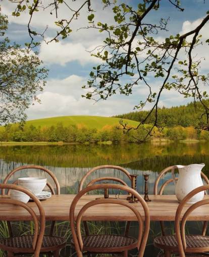 Mural Lago en un paisaje exuberante