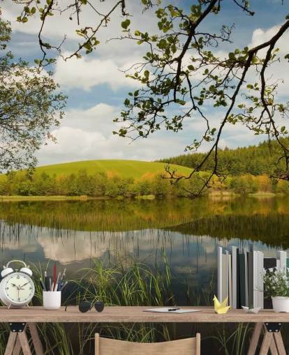 Murale Lac dans la campagne luxuriante