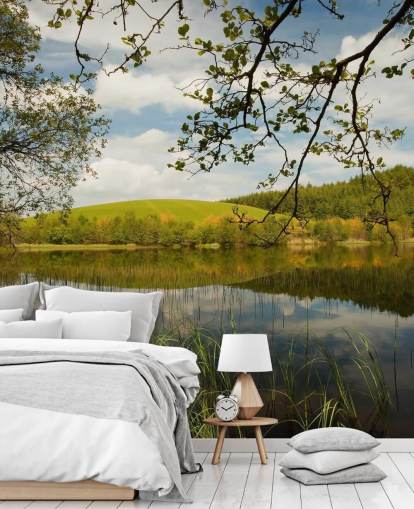 Lake in Lush Countryside Mural