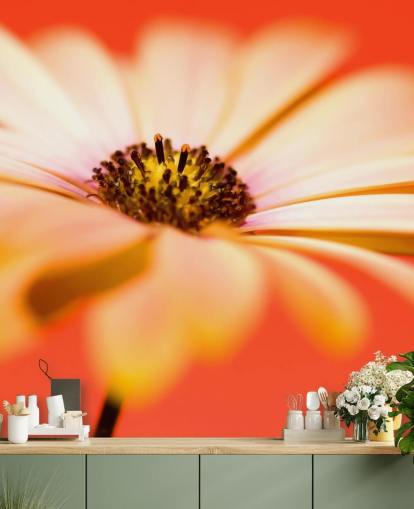 Papel pintado grande de flores de naranja