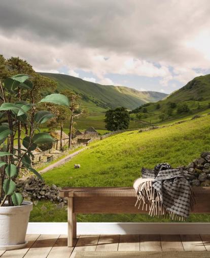 Lakeland Valley Farm, Fields and Dry Stone Wall Mural