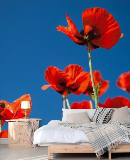 Poppies Against Blue Sky Wall Mural Poppies Against Blue Sky Wall Mural