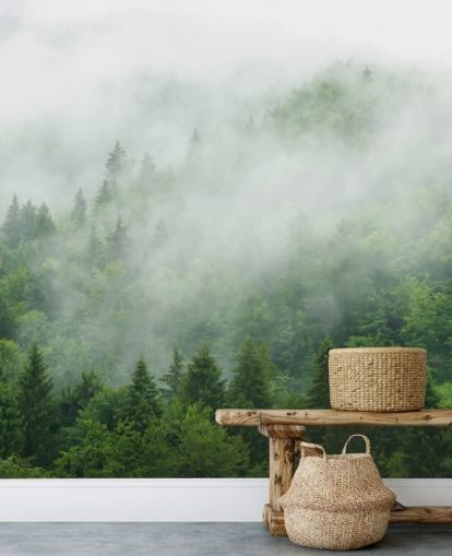 Dimma över skogen väggmålning Dimma över skogen väggmålning