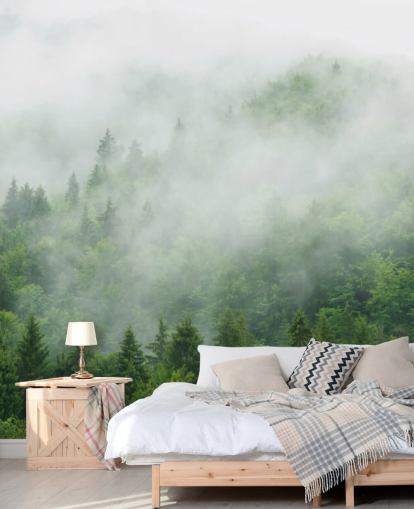 Decorazione murale con nebbia sulla foresta Decorazione murale con nebbia sulla foresta