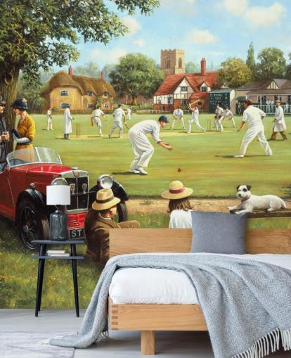 cricket match schilderij behang