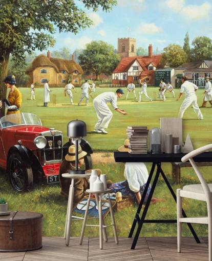 Kricket-Spiel Gemälde Tapete