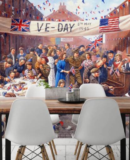 VE day street celebration behang