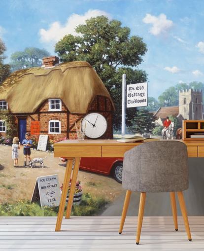 road side cafe in the past wallpaper