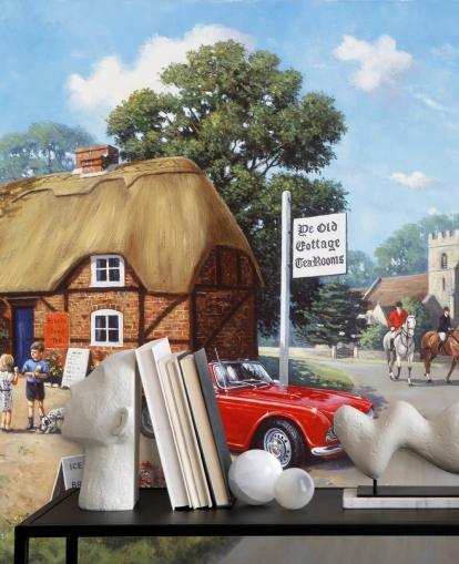 road side cafe in the past wallpaper