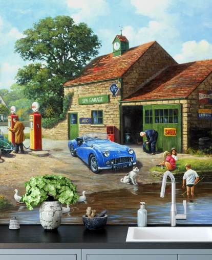 Dorf-Tankstelle in der Vergangenheit Tapete Dorf-Tankstelle in der Vergangenheit Tapete