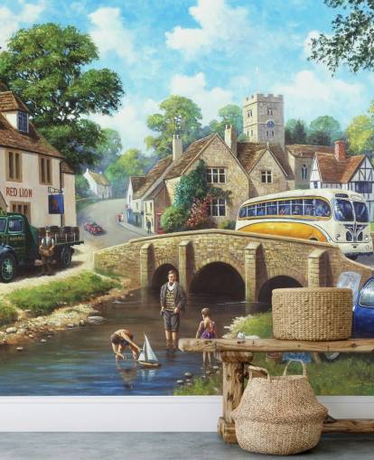 paddling in the village river in the past wallpaper paddling in the village river in the past wallpaper