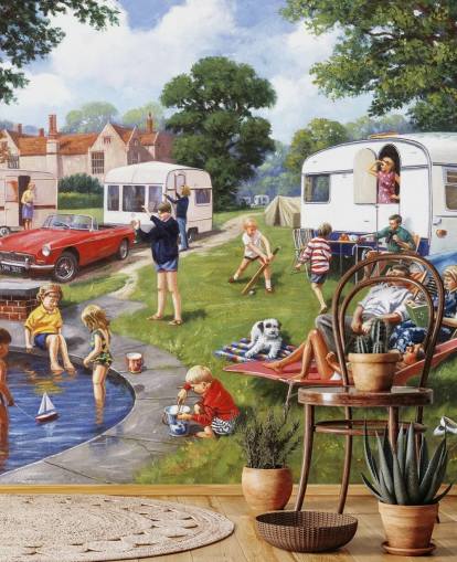 carta da parati caravan by lake holidayers