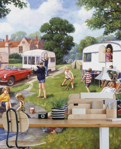 campingvogn ved innsjø holidayers tapet campingvogn ved innsjø holidayers tapet