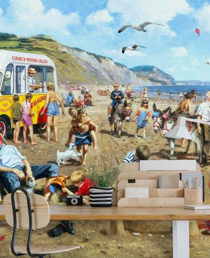 old fashioned seaside wallpaper