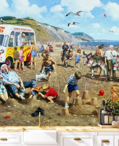 old fashioned seaside wallpaper