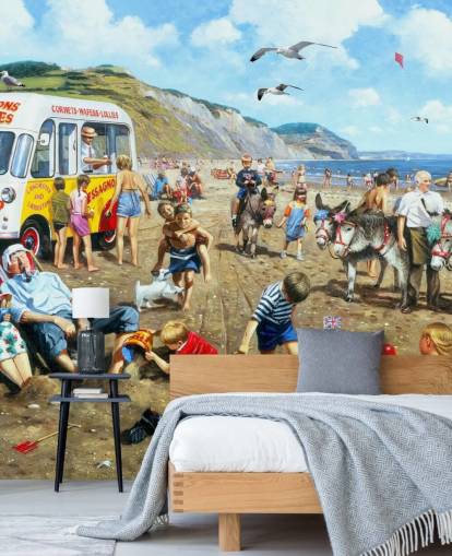 fond d'écran de peinture de vacances côté mer à l'ancienne