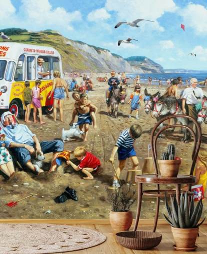 ouderwets zee zijde vakantie schilderij behang