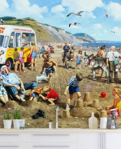 carta da parati vecchio stile per le vacanze sul mare