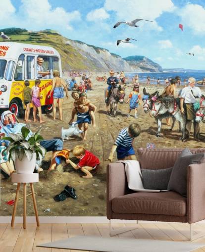 carta da parati vecchio stile per le vacanze sul mare