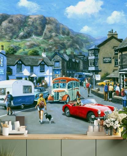 Lake District Town in het verleden behang