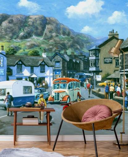 Lake District Town in het verleden behang