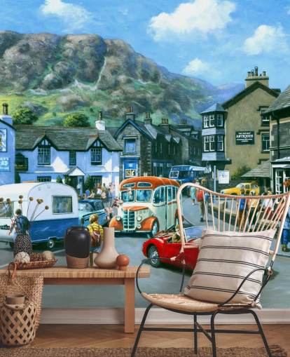 Lake District Town in het verleden behang